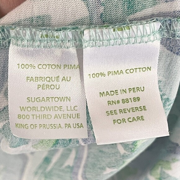 Lilly Pulitzer Knit Dress Sise S Scoop Neck Floral White Blue Green Side Slits - Picture 5 of 6